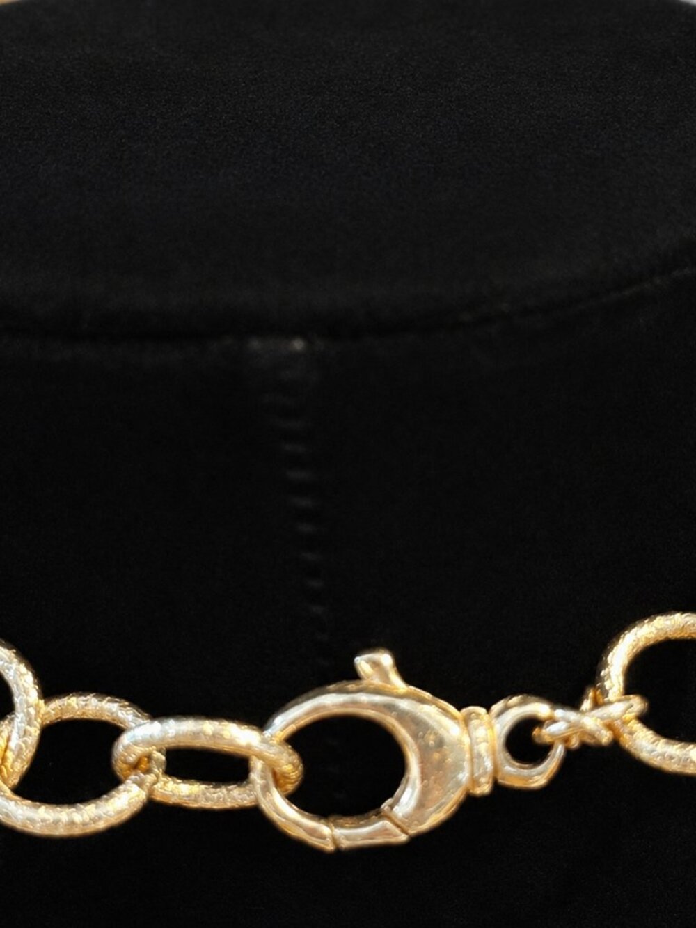JL Italy Hammered Link Necklace with Medallion Pendant Statement Chain - Picture 5 of 5